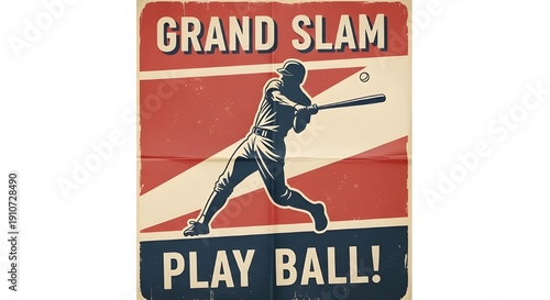 Retro baseball grand slam poster