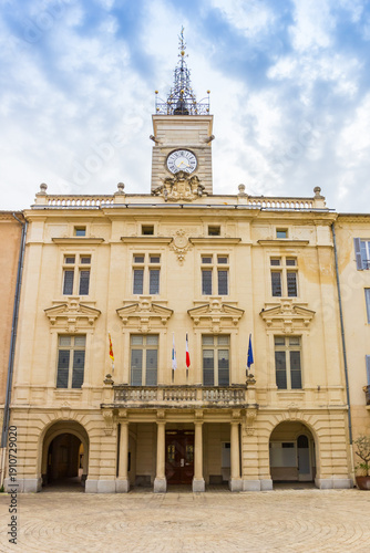 Front facade of the historic town hall in Orange, France