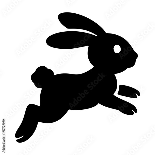 Leaping Bunny Silhouette: A clean, minimalist silhouette of a bunny in mid-leap, perfect for conveying energy, agility, and the joy of movement.