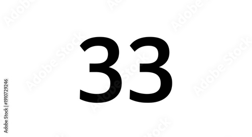 Black Number Thirty Three on White.
