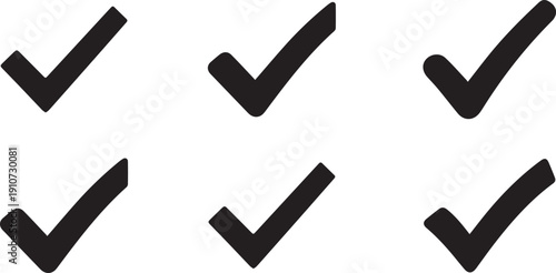 Check Mark Silhouette Vector Set for Success Approval Confirmation and Checklist Web Design