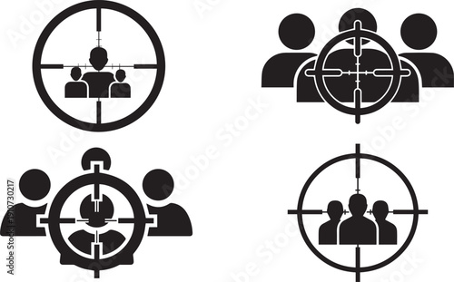 Target Audience Silhouette Vector Icon Set for Marketing Strategy Customer Segment and Business Focus
