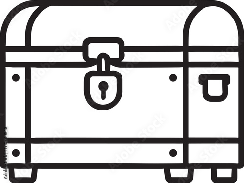 Vintage treasure chest with lock and handle graphic illustration