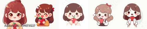 Vector Illustration of a Kids Eating an Apple