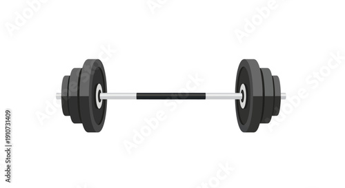 Black and Silver Barbell with Weight Plates for Strength Training.