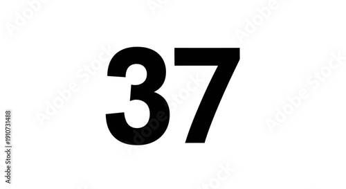 Black Number Thirty Seven on White.