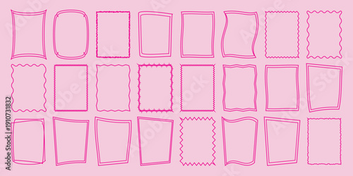  Vintage wavy frames  vector set . Hand drawn elegant whimsical ornament line borders. 