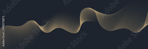 Abstract geometric vector curve lines shape in premium gold color isolated on transtransparent background. Dinamic flowing gold gradient wave pattern. Vector llustration
