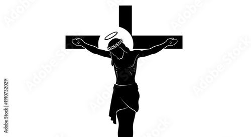 Jesus Christ Crucified on Cross Silhouette.