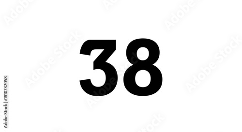 Black Number Thirty Eight on White.