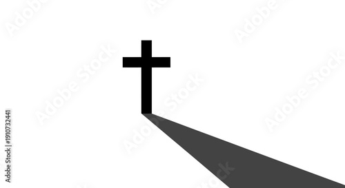 Christian Cross Symbol with Long Shadow.