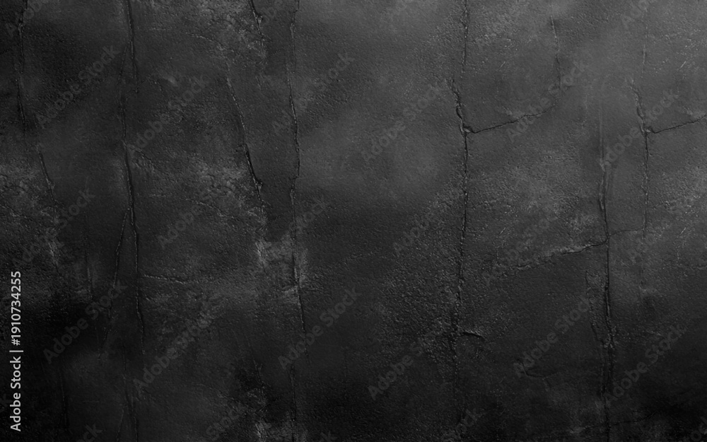 Fototapeta premium Black abstract wall, dark putty texture as background. 