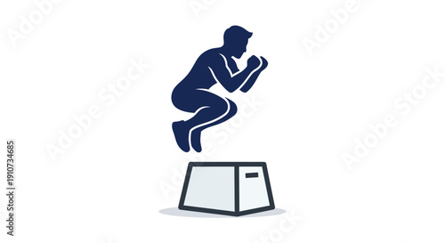 Athlete Silhouette Performing Dynamic Box Jump Exercise.