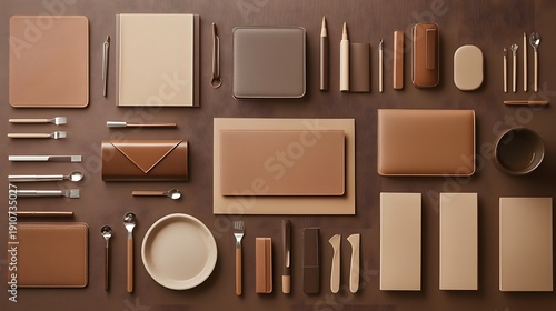 Wallpaper Mural Professional Corporate Stationery and Branding Mockup with Leather Accessories in Earth Tones Torontodigital.ca