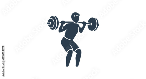 Silhouette of a person performing a barbell squat exercise.
