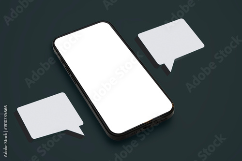 Smartphone Mockup with Chat Bubbles for Messaging App and Customer Support