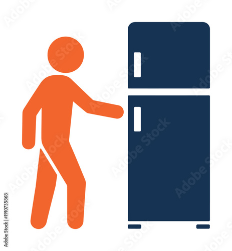 Vector graphic of a person opening a refrigerator with ease