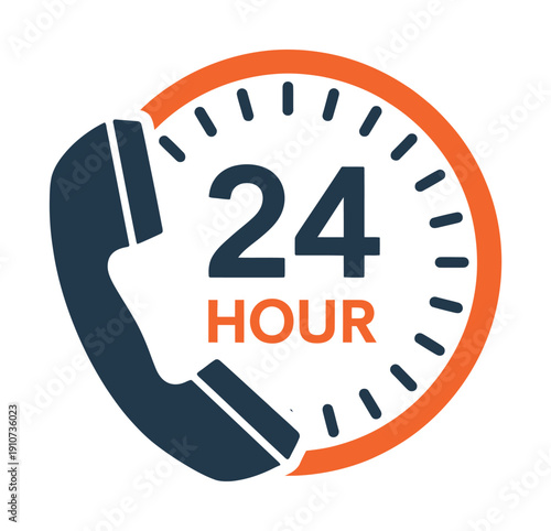 Vector graphic of a 24 hour emergency phone service icon