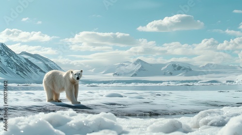 Wallpaper Mural Polar Bear Arctic Sea Ice Glaciers Snowy Mountains Torontodigital.ca