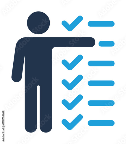 Vector graphic of a person pointing to a checklist