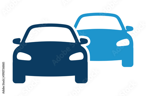 Vector graphic of two cars in different shades of blue color