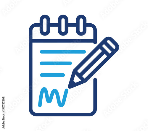 Vector graphic of a notepad with a pencil on a white background