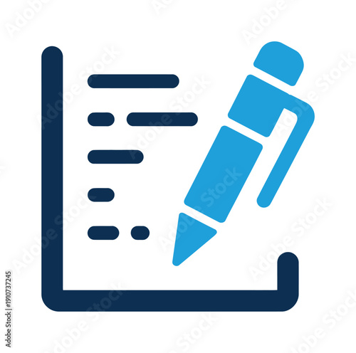 Vector graphic of a document with a blue pencil on it