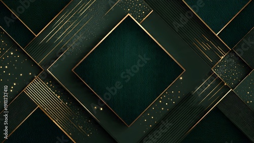 Luxury Emerald Green Background with Gold Paint Splash and Drip Texture