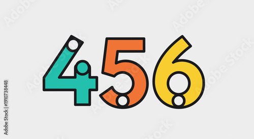Colorful illustration of numbers four, five, six in a playful typography style