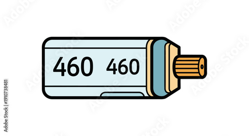Illustration of a fuse with numerical labels on a plain background viewed from the side