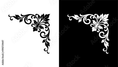 Corner vector icon set. frame floral illustration sign collection. vintage symbol. border logo.