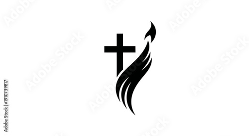 Christian Cross with Dove Silhouette Design.