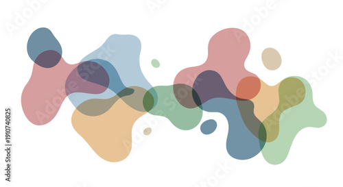 Colorful Overlapping Abstract Organic Blob Shapes Vector Illustration.