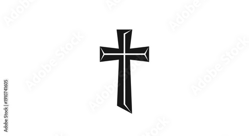 Black Christian Cross Symbol Icon.