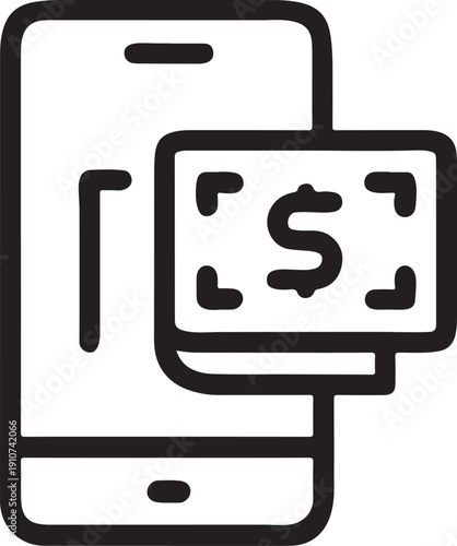 Mobile payment icon with smartphone and dollar cash banknote for electronic banking concept