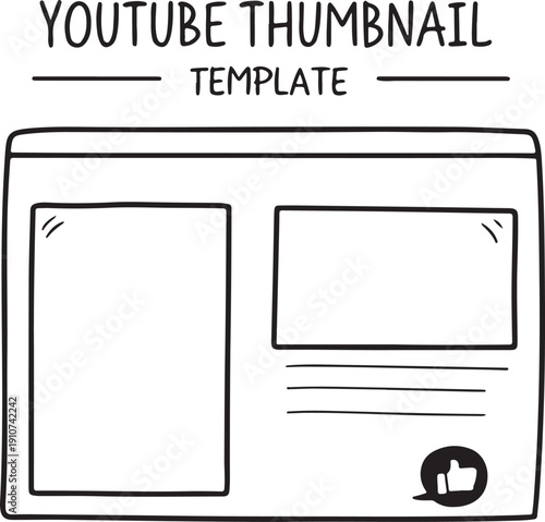 Youtube thumbnail template hand drawn doodle vector illustration online video concept