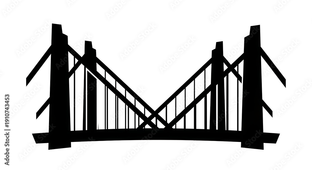 Fototapeta premium Bold Urban Viaduct Logo Black Isolated Minimalist Engineering Art