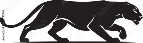 Stalking Lioness Silhouette – Sleek Minimalist Predator Vector