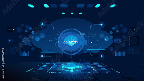 Futuristic interface displaying a human brain scan with digital elements