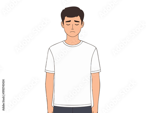 Flat vector illustration of a character showing sad face