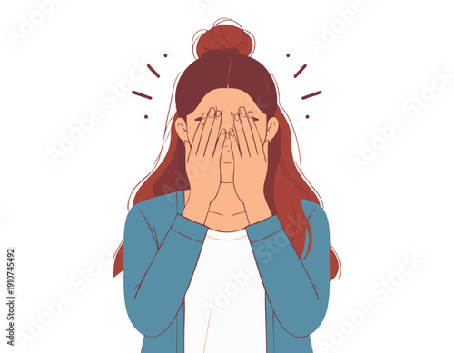 Flat vector illustration of a young adult character showing disappointed