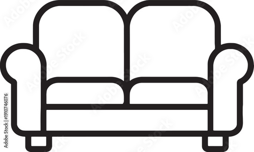 Simple line drawing of a two seater sofa furniture piece