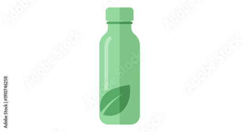 Green Reusable Water Bottle with Leaf Symbol.