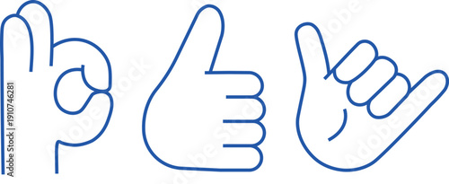  Hand line icon set. Vector Illustration 