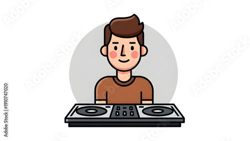 Professional DJ Playing Music on Turntable Mixer on Transparent Background PNG for Party and Entertainment Events