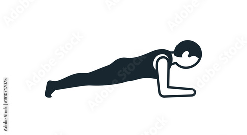 Person in Plank Position Exercise Silhouette.