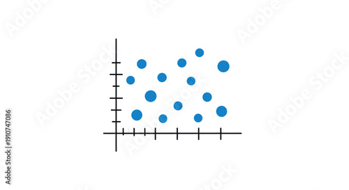 Abstract Scatter Plot with Various Blue Data Points on a Coordinate System.