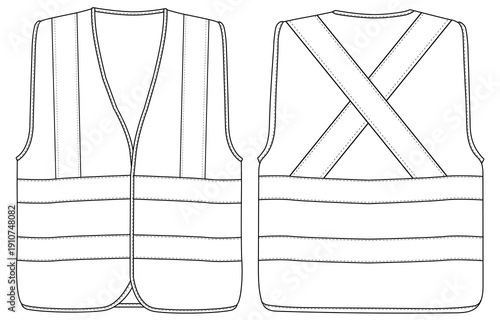 Set Reflective vest safety jacket illustration Outline icon and symbol of reflective vest and jacket for worker