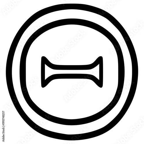 doodle theta Greek alphabet illustration hand drawn outline vector