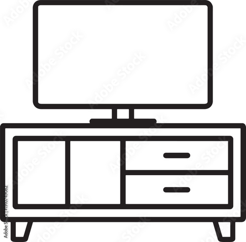 Flat screen television on a modern media console table